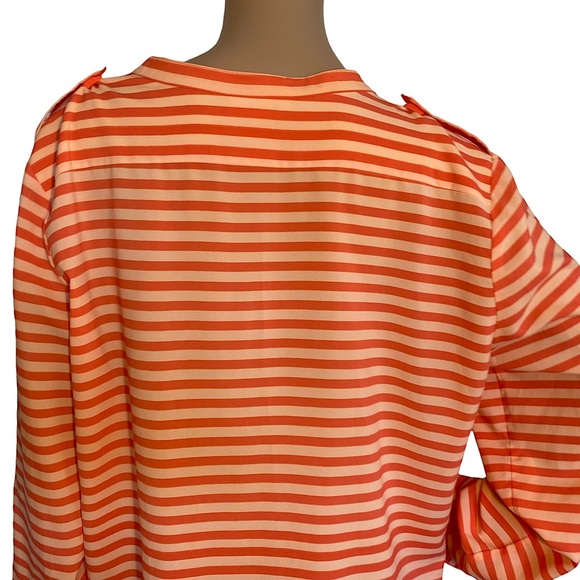 CALVIN KLEIN  | ORANGE STRIPED BUTTON DOWN SHIRT - Picture 8 of 14